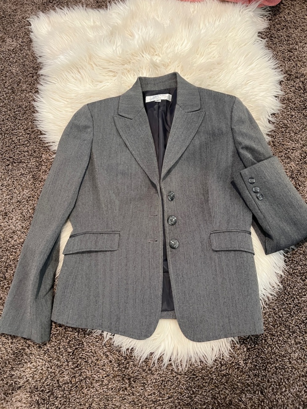 Tahari Arthur S Levine -Gray Pinstripe Tailored Blazer